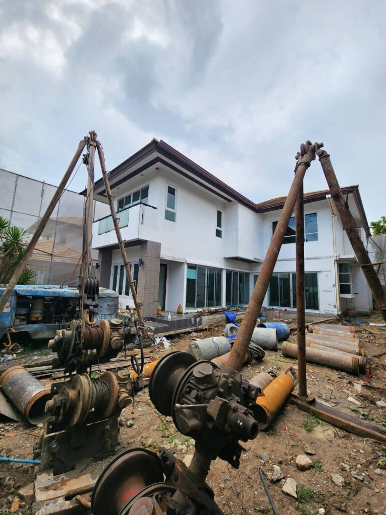 ขั้นตอนงานเสาเข็มเจาะระบบแห้งหน้างานจริง