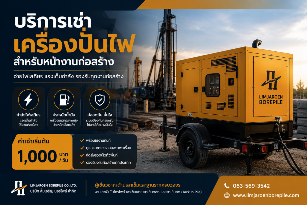 บริการให้เช่าเครื่องปั่นไฟสำหรับหน้างานก่อสร้าง
